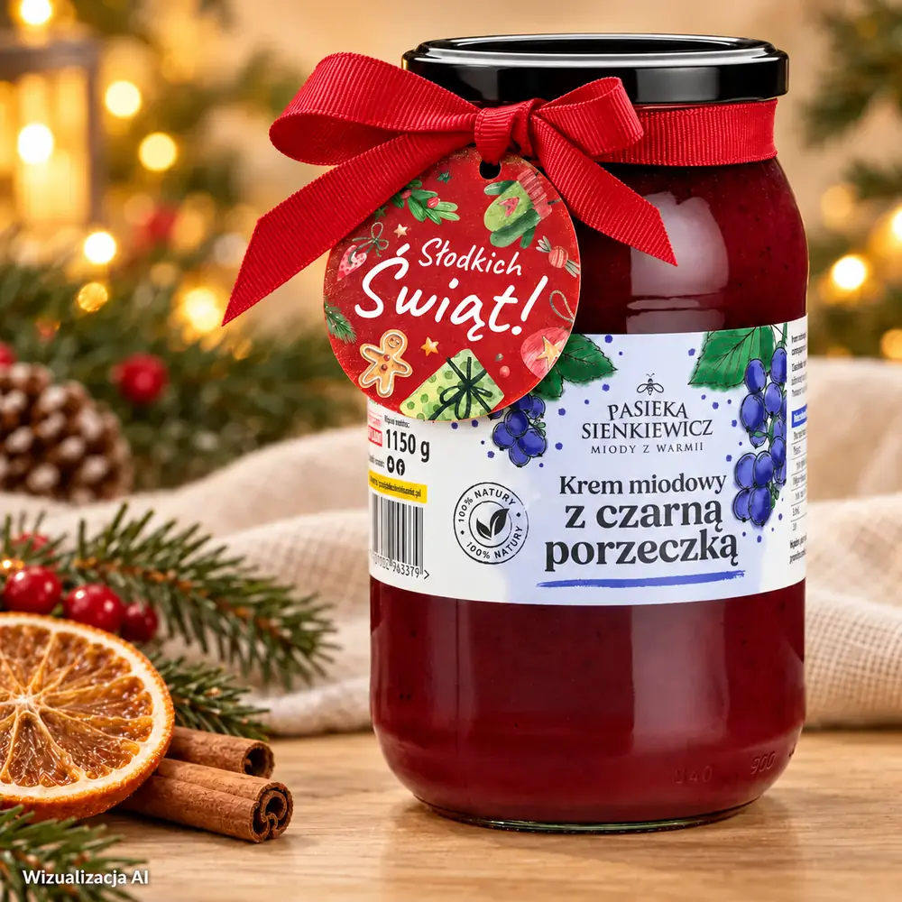 Duży słoik kremu miodowego w prezentowej oprawie